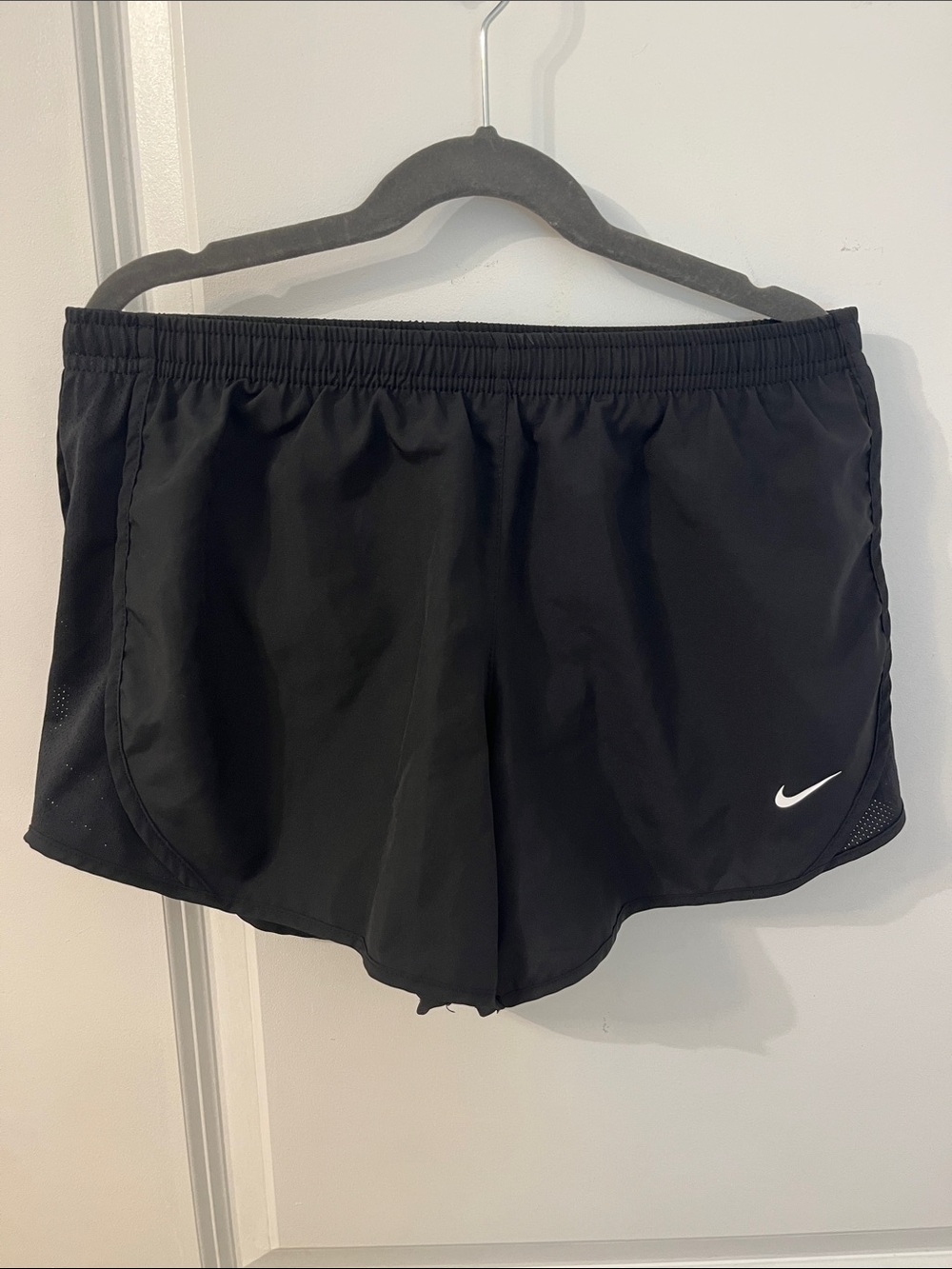 Nike Children’s Black Athletic Running Shorts with White Swoosh